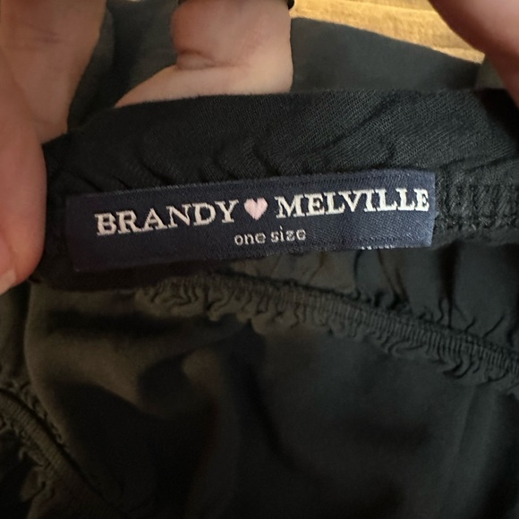 BRANDY MELVILLE One Size Fits All OFF SHOULDER Ruffle Drawstring Romper Black - Picture 4 of 9